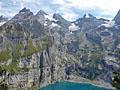 Amazing sheer walls along the flanks of the peaks ringing the Oeschinensee