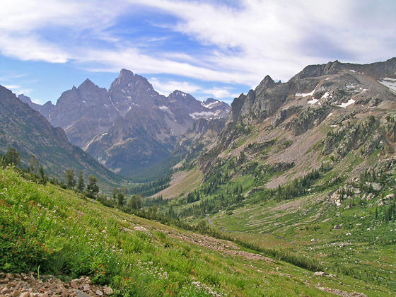 Tetons from the trail to Paintbrush Divide